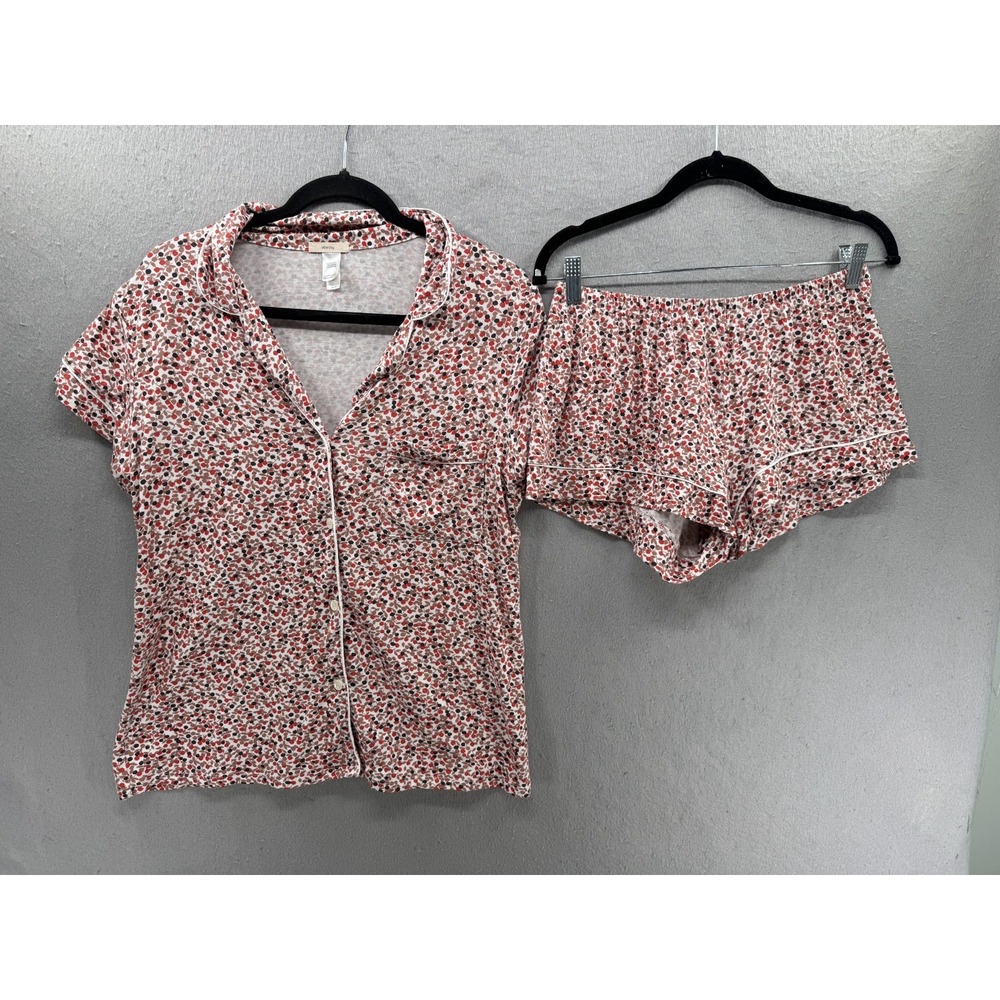 Eberjey Womens Shortie Short PJ Set Womens Size M Brown Red Comfort Sleep Soft